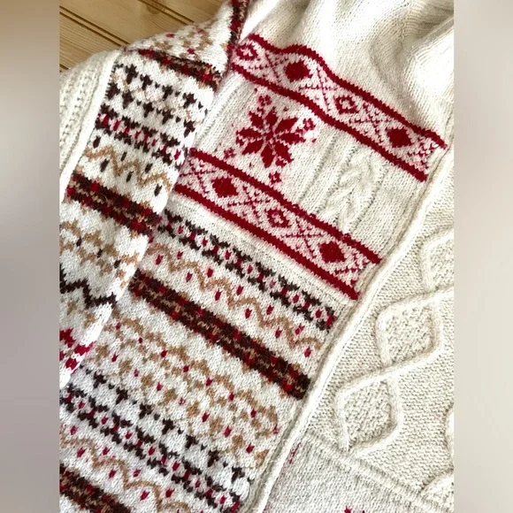 VTG Style American Eagle Winter Fair Isle Snowflake Mock Neck Sweater Size L - Picture 5 of 11